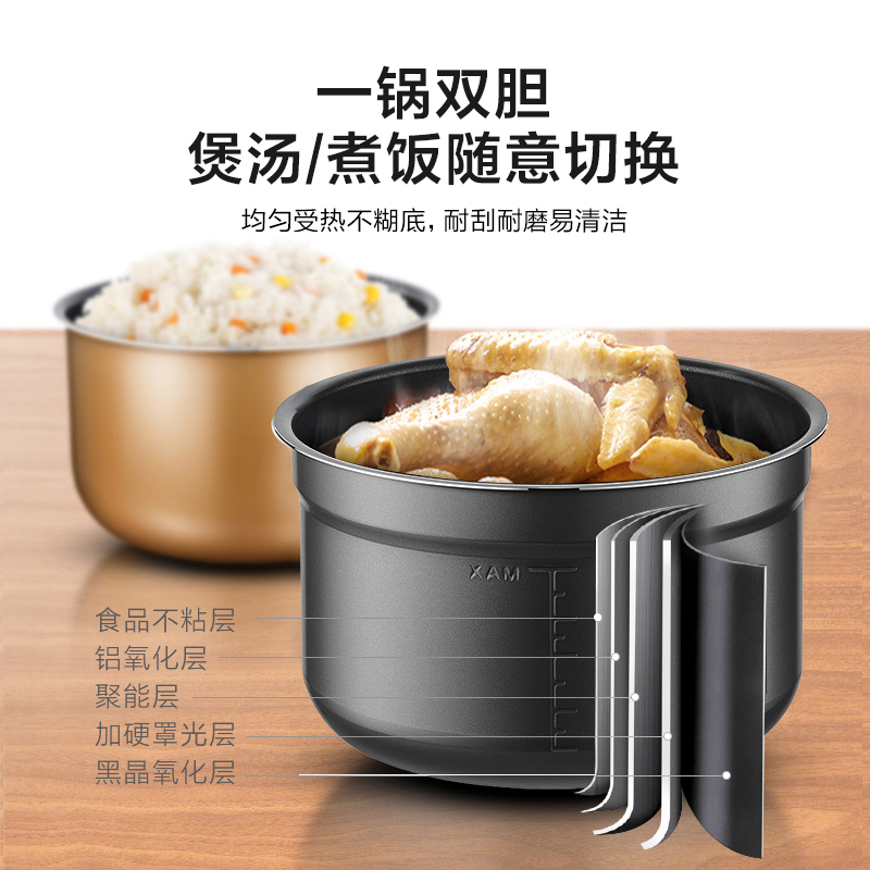 美的电压力锅家用5L升双胆智能高压锅饭煲1正品2特价3-4-6人5026P-图0