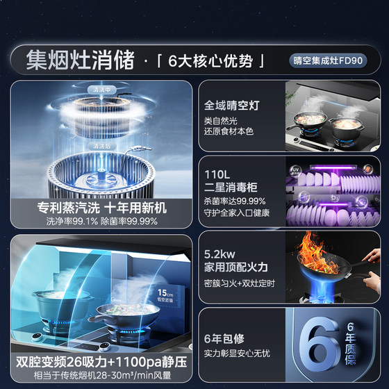Midea Qingkong series integrated stove FD90 integrates consumption and storage