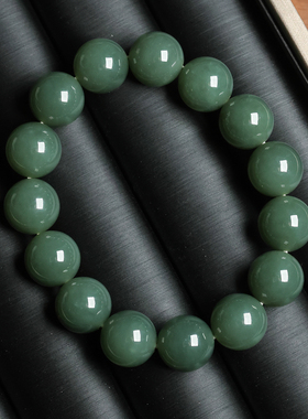 新疆和田玉青玉手串圆珠男玉石手链单圈女情侣手饰素圈8-14mm珠子