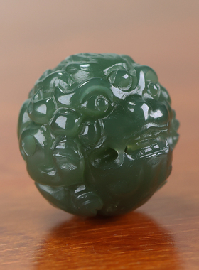 天然新疆和田玉青玉貔貅配饰玉石圆珠手串青白玉单珠散珠diy配件