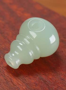 和田玉青白玉葫芦三通配饰女天然玉石文玩手串配珠青玉男手链diy