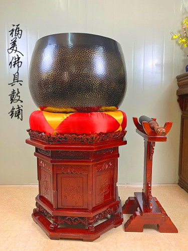 佛具铜磬铜庆纯铜寺庙法器台湾加厚大罄铜钵铜庆引磬 - 图0
