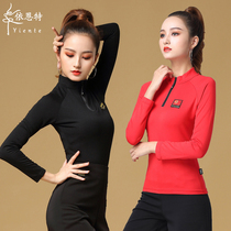 Latin dance blouses female adult long sleeve autumn winter plus velvety dancer dance suit professional national standard dance practice Morden dance