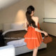 5.10/20pm sunny girl Korean style gentle chiffon shirt V-neck suspender atmosphere drape top skirt