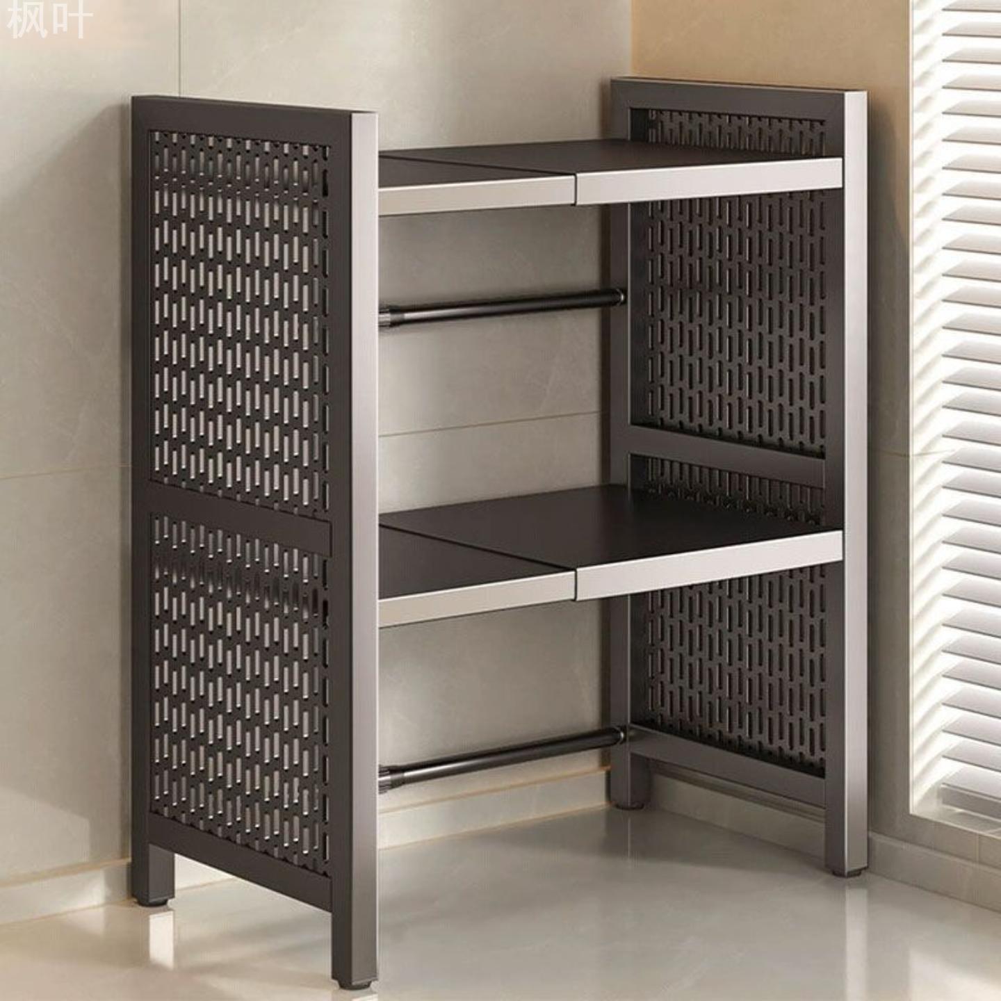 可伸缩厨房置物架微波炉烤箱架子家用电饭锅双层台面桌面收纳支架 - 图1