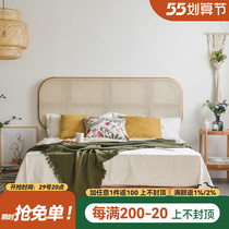 Nordic ins solid wood vine choreography Rattan Art Double Bed 1 8m1 5 m Min Host Bedroom Day Type Jyoto Bed