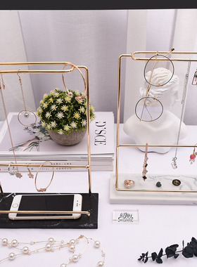 包邮欧美风大理石纹项链架耳环展示架饰品展示架多层眼镜收纳
