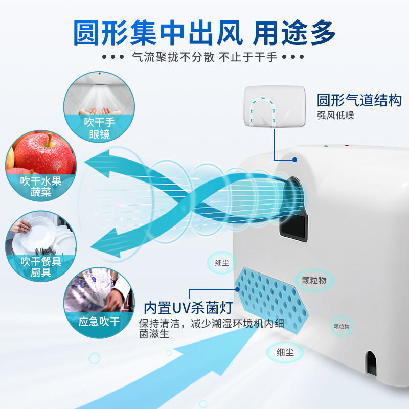 艾克高速干手器全自动感应烘手机家用商用卫生间吹手烘干机烘手器-图2