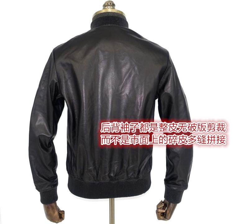 桑尼开仓抛售!全皮螺纹头层绵羊皮三条杠无破版真皮皮衣男女同款 - 图1