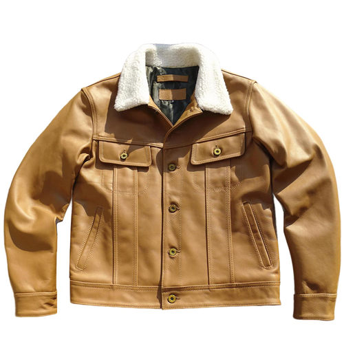 【赔本抛售】羊皮毛一体毛领3M棉保暖内里牛皮短款风暴骑士牛仔 - 图3