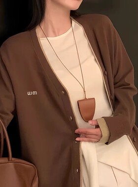 区区欧阳同款皮质墨镜夹长款项链