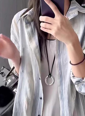 几何圆环吊坠项链可调节长度