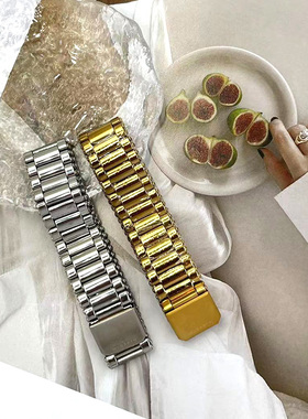 MONA同款表带式钛钢金银两色手链