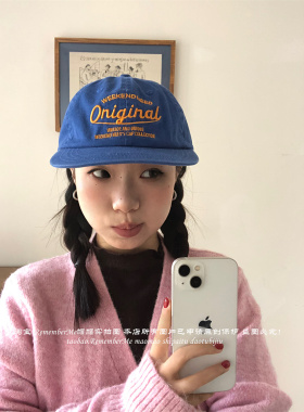 小众独创美式复古牛仔蓝平檐帽潮