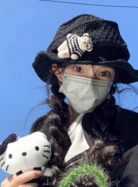 炒鸡韩系不对称设计小檐礼帽时髦