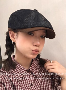 日系巴恩风显脸小复古牛仔前进帽