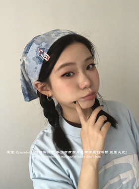 日式扎染辣妹抹胸方巾领巾头巾潮