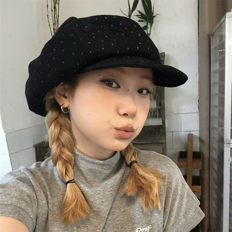 【miu系穿搭】韩版复古满天星贝雷帽子女百搭显脸小时髦八角帽潮