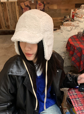 宁艺卓同款羊羔毛绒护耳雷锋帽潮