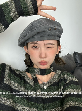 可调节口袋设计显脸小贝雷帽大头