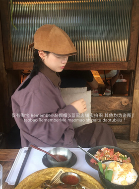 美拉德色系皮帽檐灯芯绒前进帽