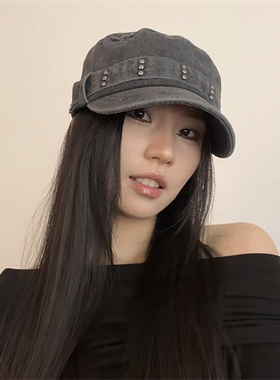 美式复古做旧y2k铆钉设计鸭舌帽