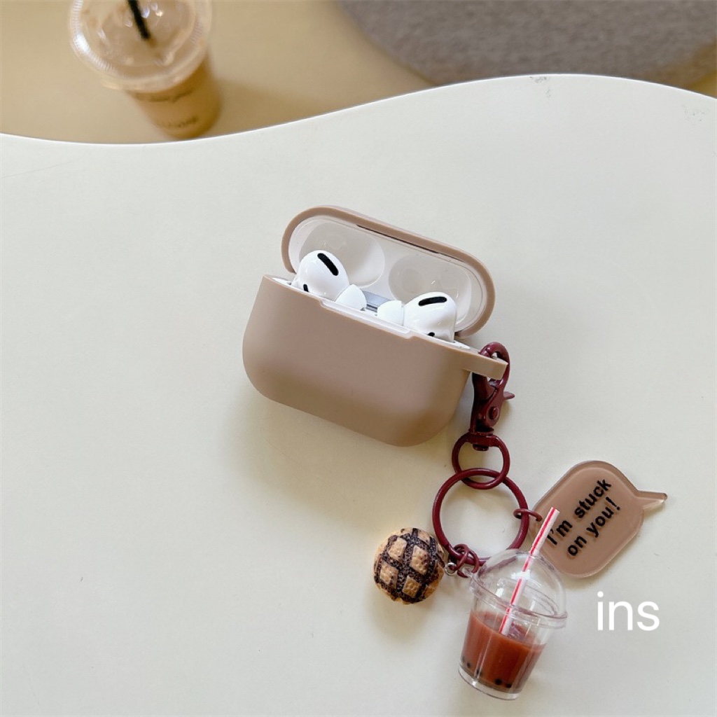 简约奶茶色硅胶软壳适用于AirPodspro2保护套AirPods1/2代苹果耳机壳无线蓝牙AirPods3苹果耳机保护套-图3