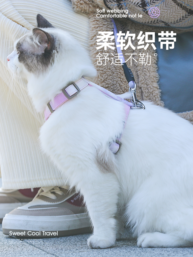 牵引绳防挣脱外出背带链子猫绳子 乐乐猫宠物用品家用牵引带