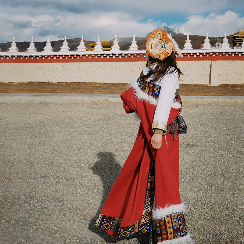 清仓5折红色藏袍女川西旅拍藏装西藏旅游衣服拍照神器-图2