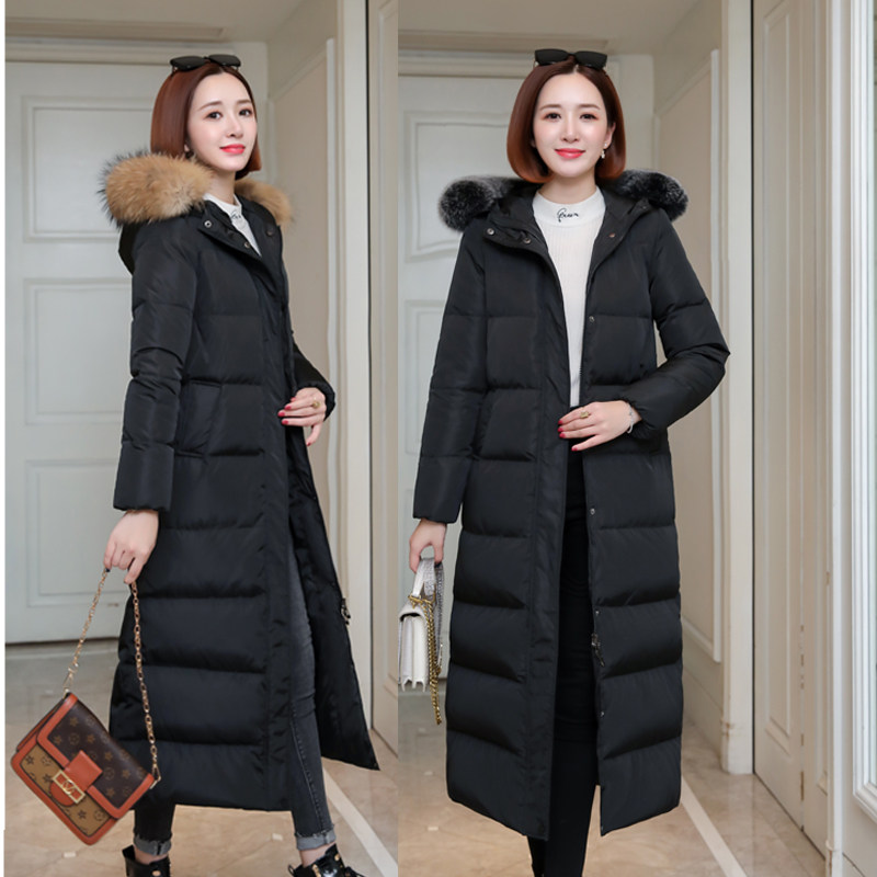 羽绒服2020年新款女装时尚长款过膝反季特卖高端真毛领白鸭绒冬季