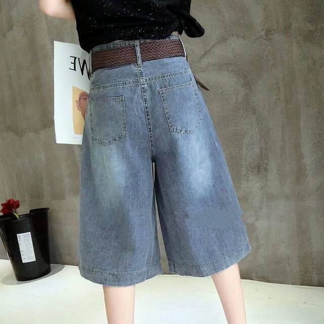 Cropped denim women's thin 2025 loose wide leg pants