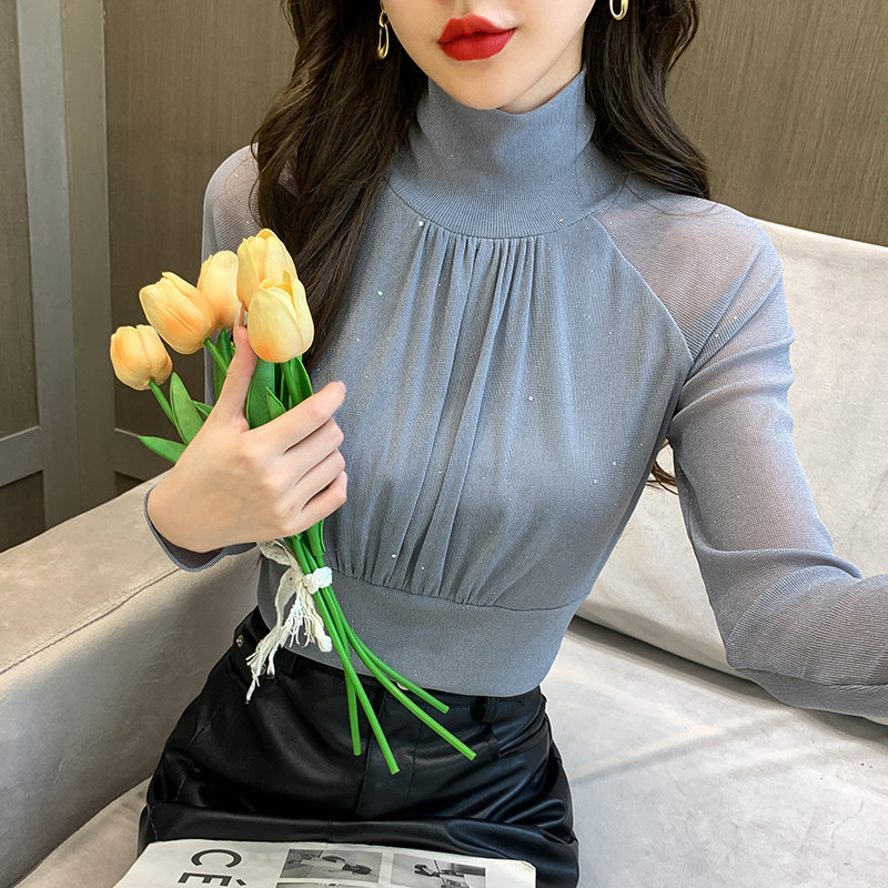 薄款/加绒打底衫内搭秋冬季新款长袖高领上衣女网纱洋气遮肉小衫,淘宝优惠券,粉丝福利购,淘宝优惠卷