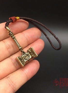 快速发货实心黄铜小锤子挂件铜雷神小锤子铜锤子榔V头小铜件钥匙