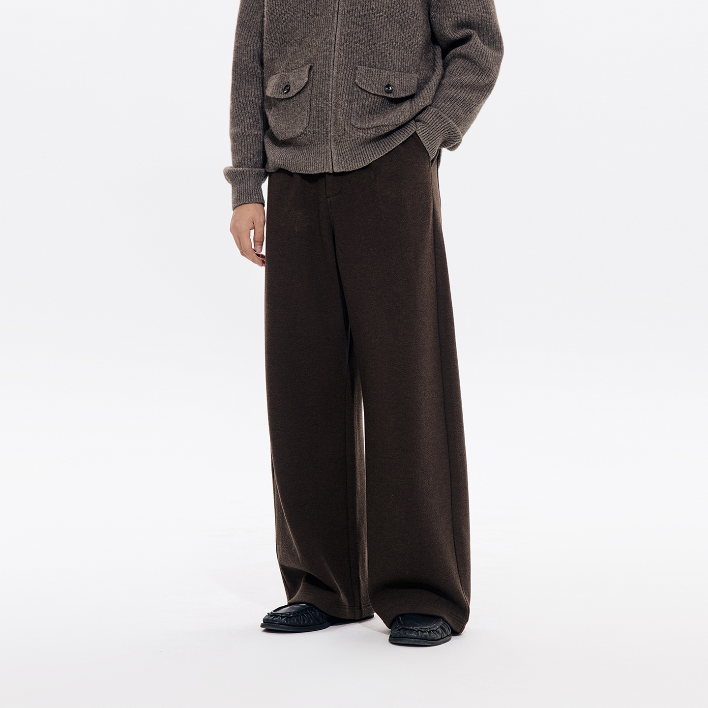 PSO Brand男装女装【加绒保暖】摇粒绒西装裤宽松阔腿直筒长裤潮 - 图0