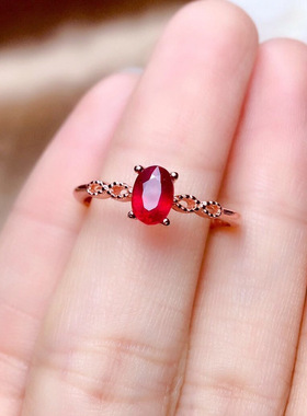 今饰有约仿真红宝石玫瑰戒指