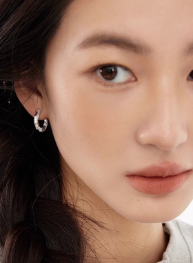 今饰有约镶钻高级感圈圈耳钉女