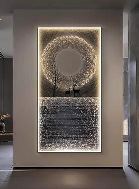 led灯麋鹿轻奢玄关装饰画高档现