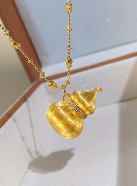 拉丝镶钻南瓜葫芦项链精致吊坠