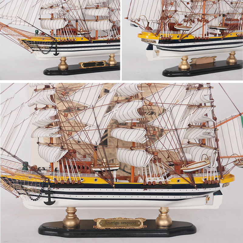 实木质欧式帆船模型家居装饰摆件轻奢乔迁礼物一帆风顺工艺品 - 图2
