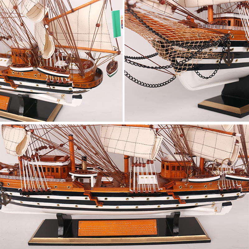 实木质欧式帆船模型家居装饰摆件轻奢乔迁礼物一帆风顺工艺品 - 图0