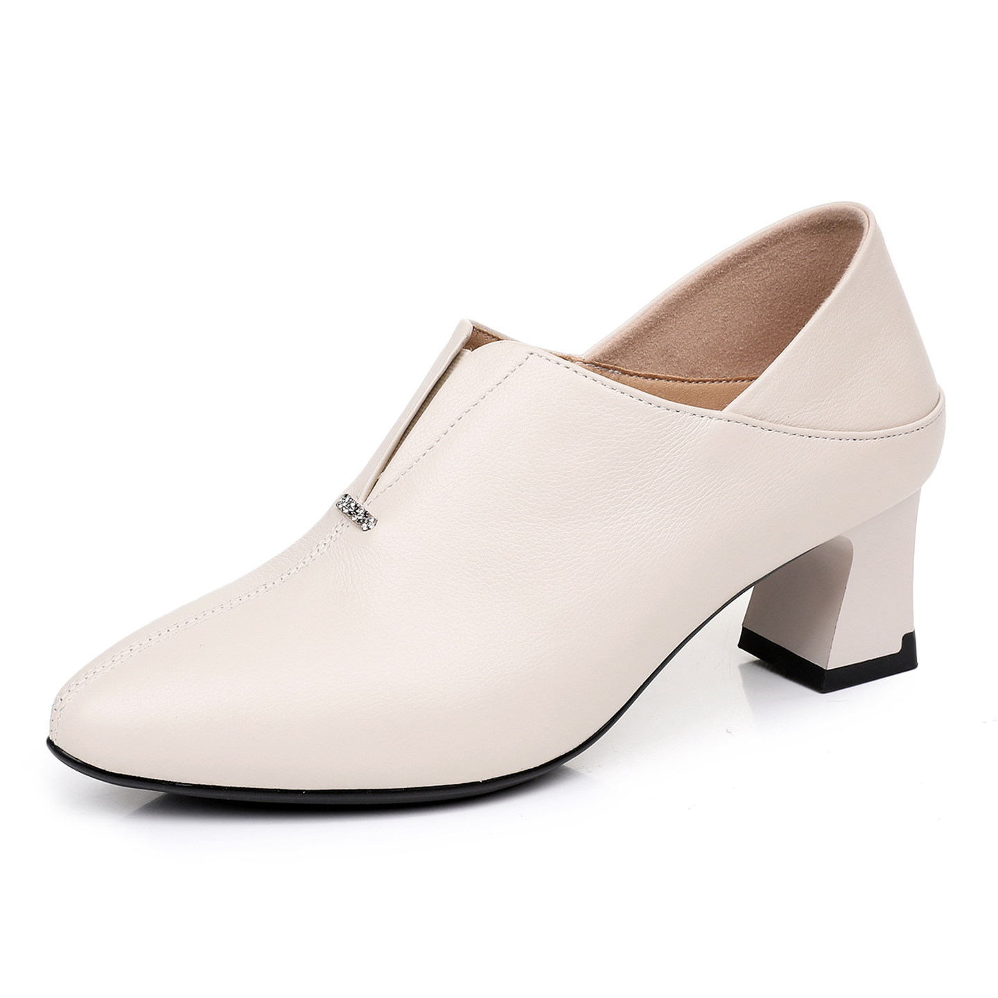 真皮粗跟单鞋春秋时尚尖头工作鞋小码3233女鞋两穿软底深口小皮鞋,淘宝优惠券,粉丝福利购,淘宝优惠卷