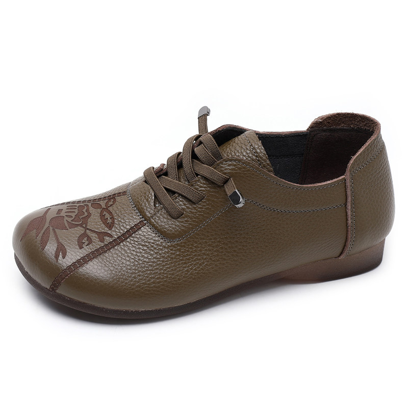 真皮超软妈妈鞋春秋复古软底皮鞋大码平底女鞋中老年深口脚肥单鞋,淘宝优惠券,粉丝福利购,淘宝优惠卷