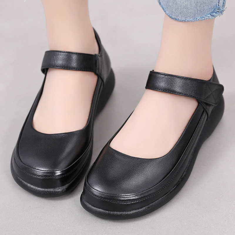 真皮玛丽珍单鞋春秋休闲软底妈妈鞋大码41一43浅口女鞋平底小皮鞋,淘宝优惠券,粉丝福利购,淘宝优惠卷