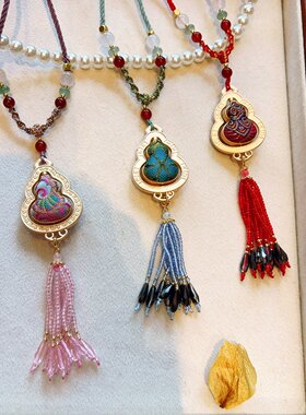 山姆进口【成品】纯手工新旋转葫芦挂件古风福袋挂饰平安符宋锦项