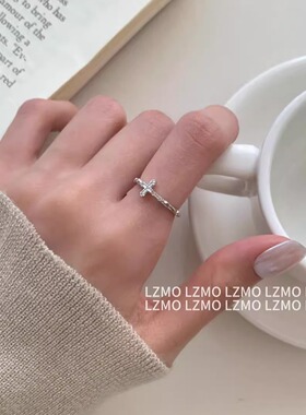 LZMO十字架戒指纯银开口戒指