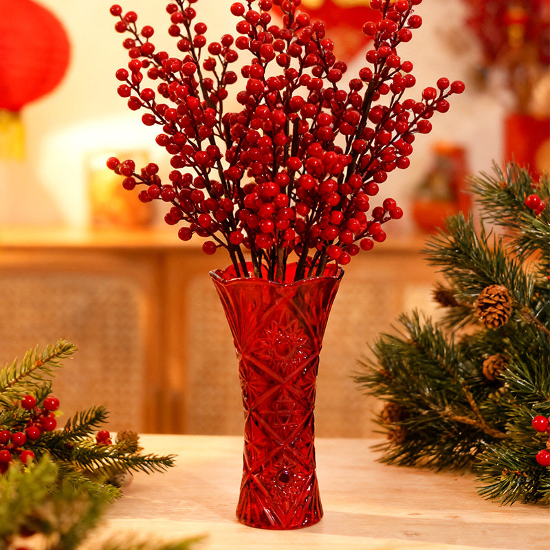 复古大红色玻璃花瓶深蓝色插花富贵竹高级感轻奢客厅装饰家居摆件,淘宝优惠券,粉丝福利购,淘宝优惠卷