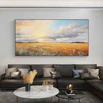 Hand-painted Oil Painting Drawing Room Decoration Painting Background Wall Big Wind Landscape Painting Large Size Brief Modern American Atmosphere Hang Painting