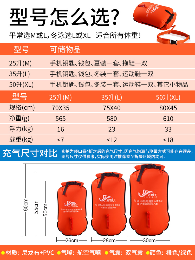 跟屁虫游泳包加厚双气囊漂流袋游泳救生浮漂户外储物专用装备神器-图0