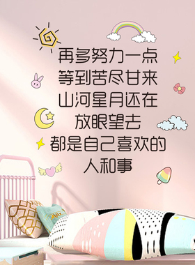 今天你努力了吗自律小图案墙贴