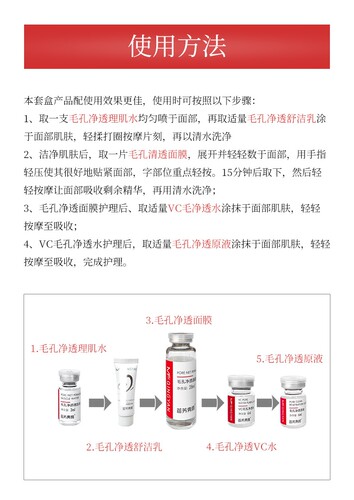 苗方清颜毛孔净透套盒收缩毛孔深层洁肤修护敏感肌vc精华液水乳霜 - 图2